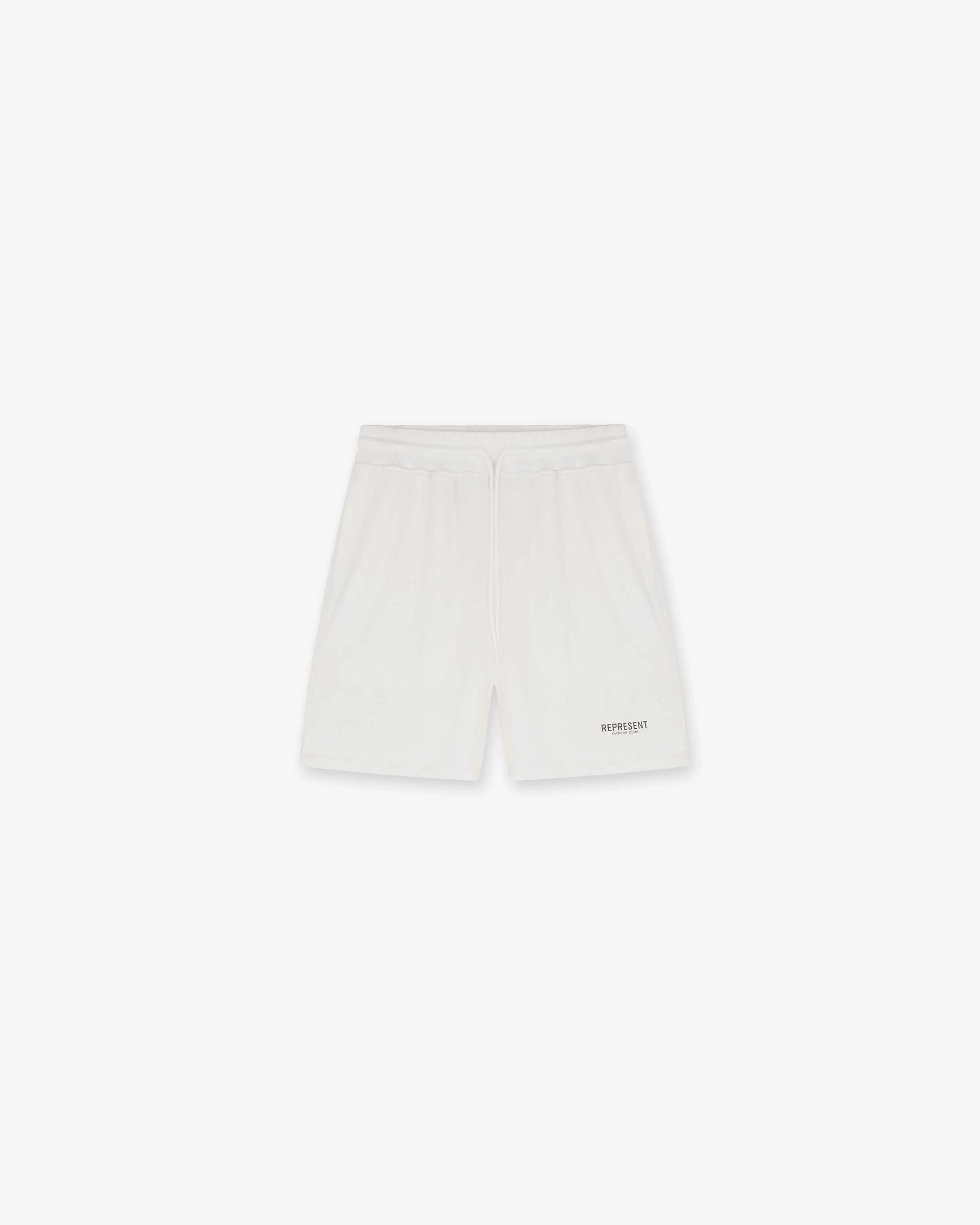 Represent Owners Club Mesh Shorts - Flat White holiday apparel