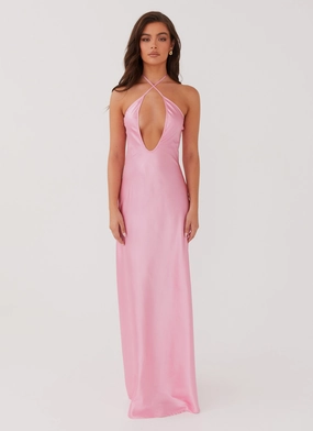 Bright Bloom Noir Symphony Maxi Dress - Pink