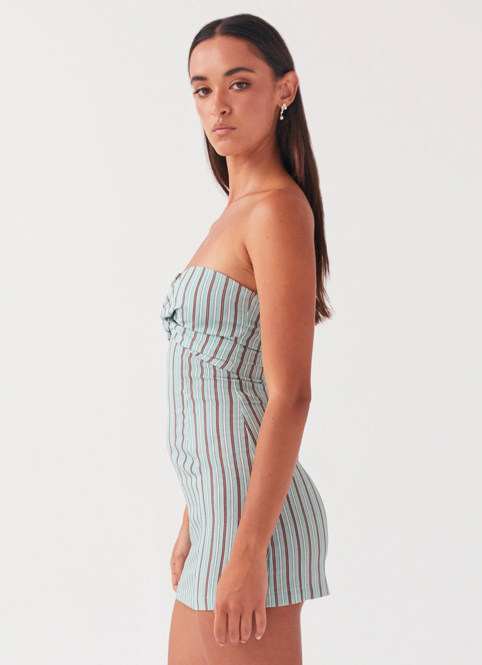 Textured Layers Grace Vibe Noline Linen Mini Dress - Coastal Stripe