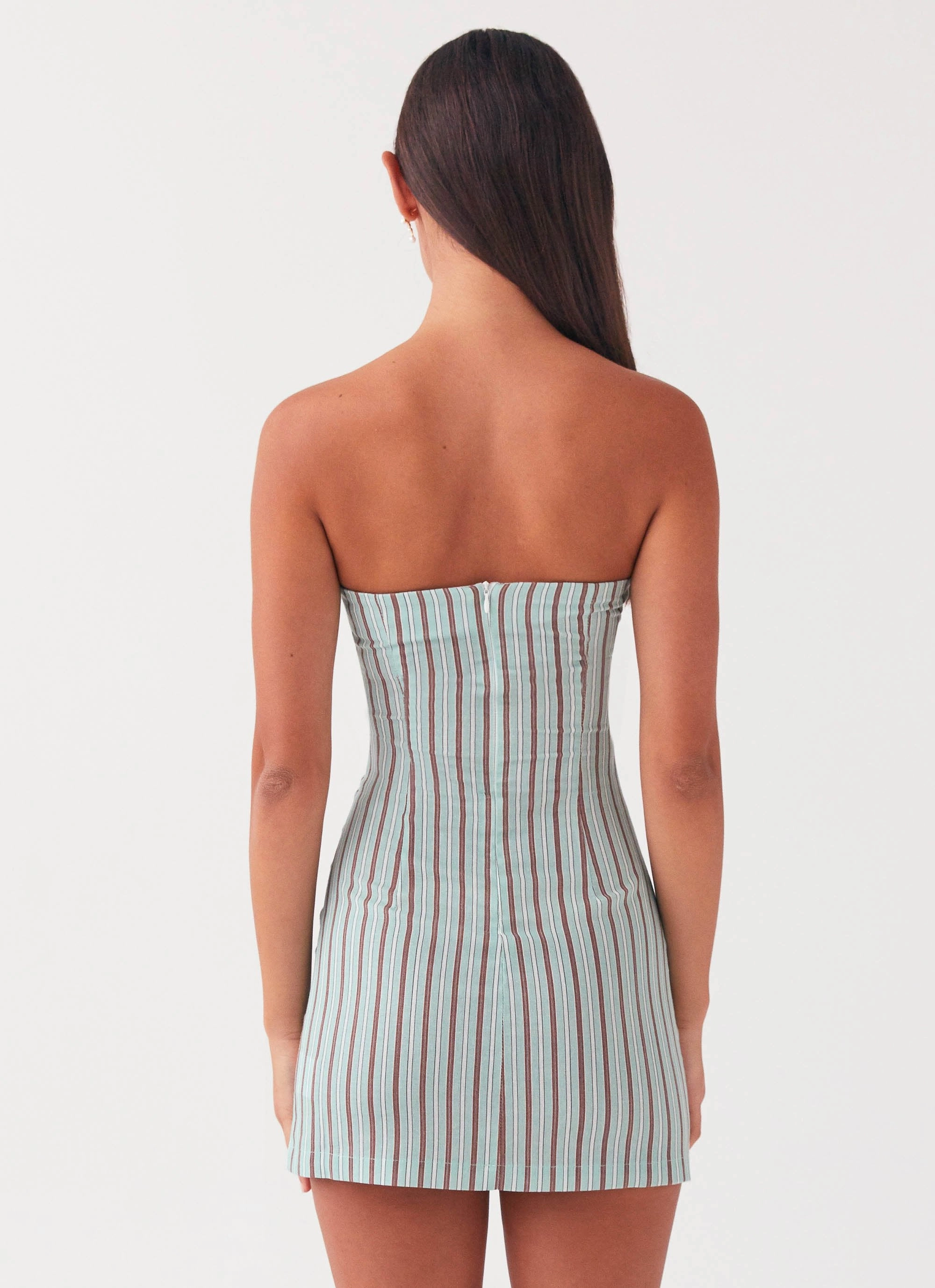 Noline Linen Mini Dress - Coastal Stripe Daytime Mood Fitted Design