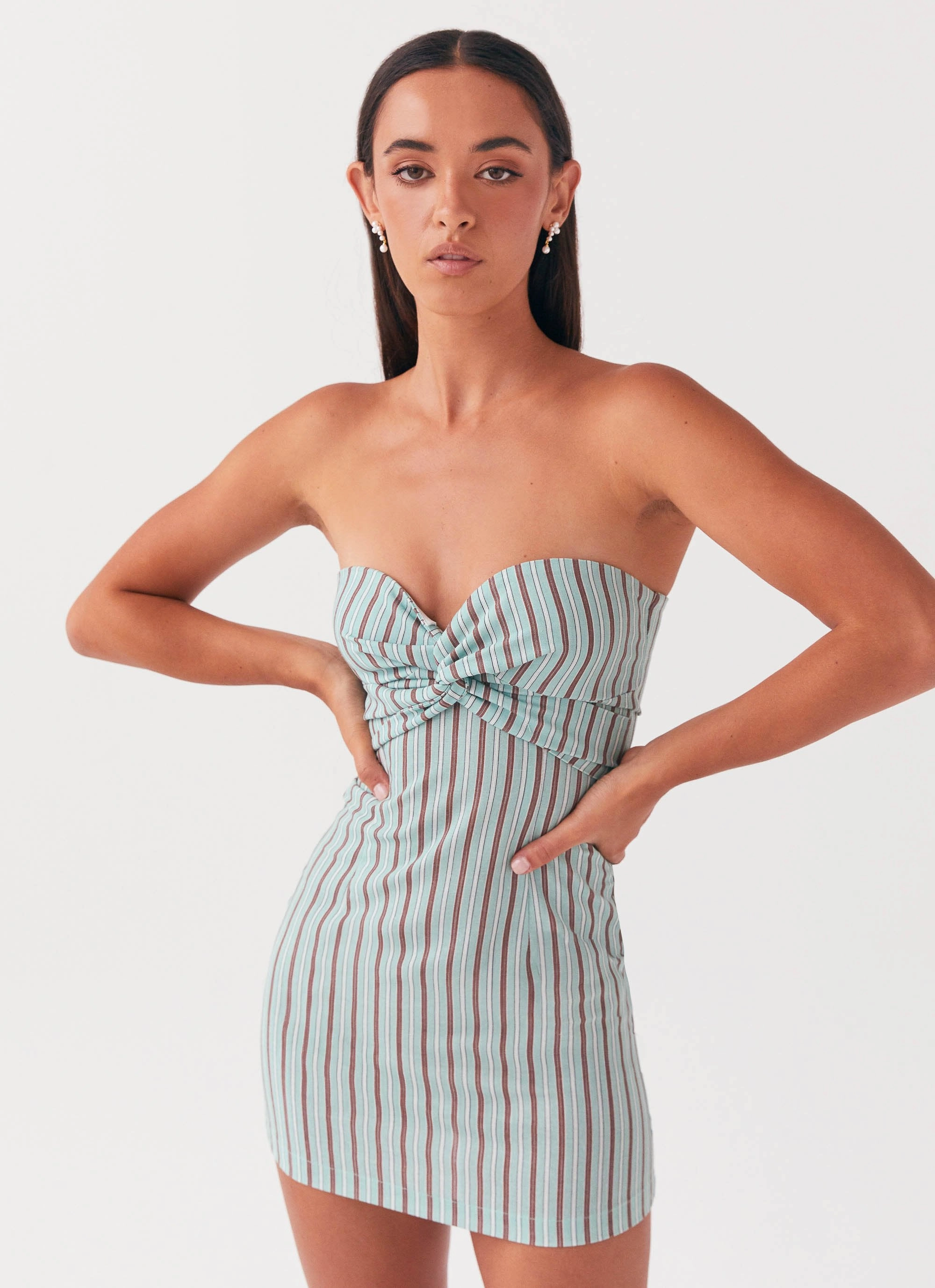 Smart Edge Grab Now Noline Linen Mini Dress - Coastal Stripe