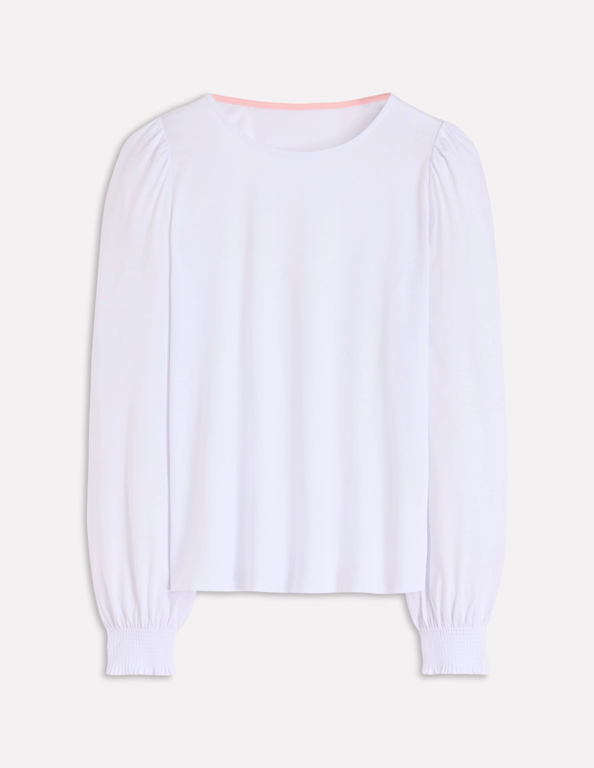 Smocked Cuff Supersoft Top-White TurtleneckDesign Asymmetrical hem