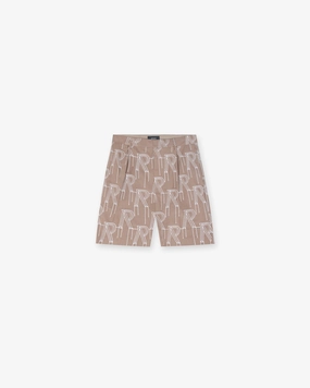 Embroidered Initial Tailored Short - Washed Taupe Lightweight Weave back-to-school