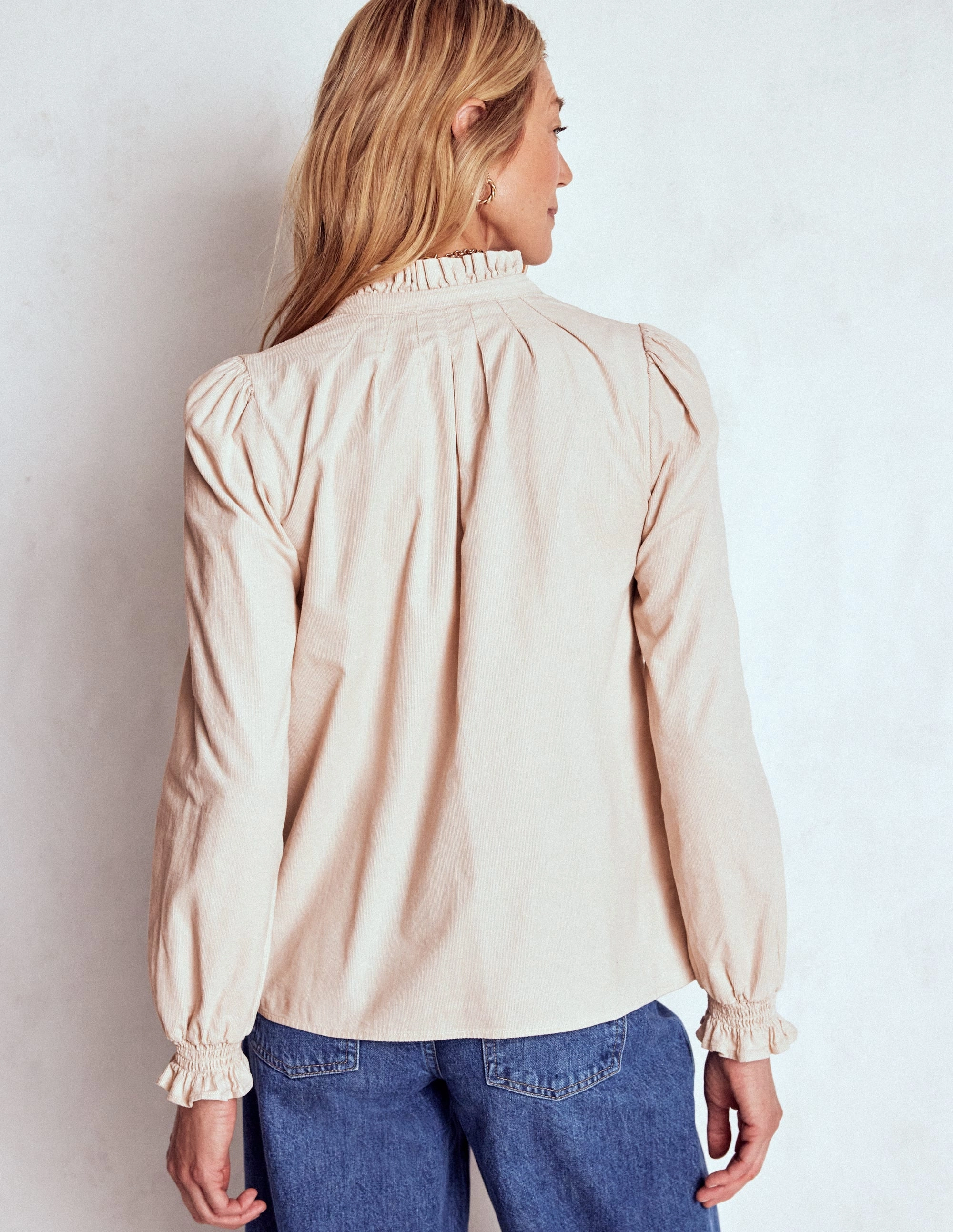 No Iron Fabric Reflective Safety Trim Lorna Cord Top-Almond Milk
