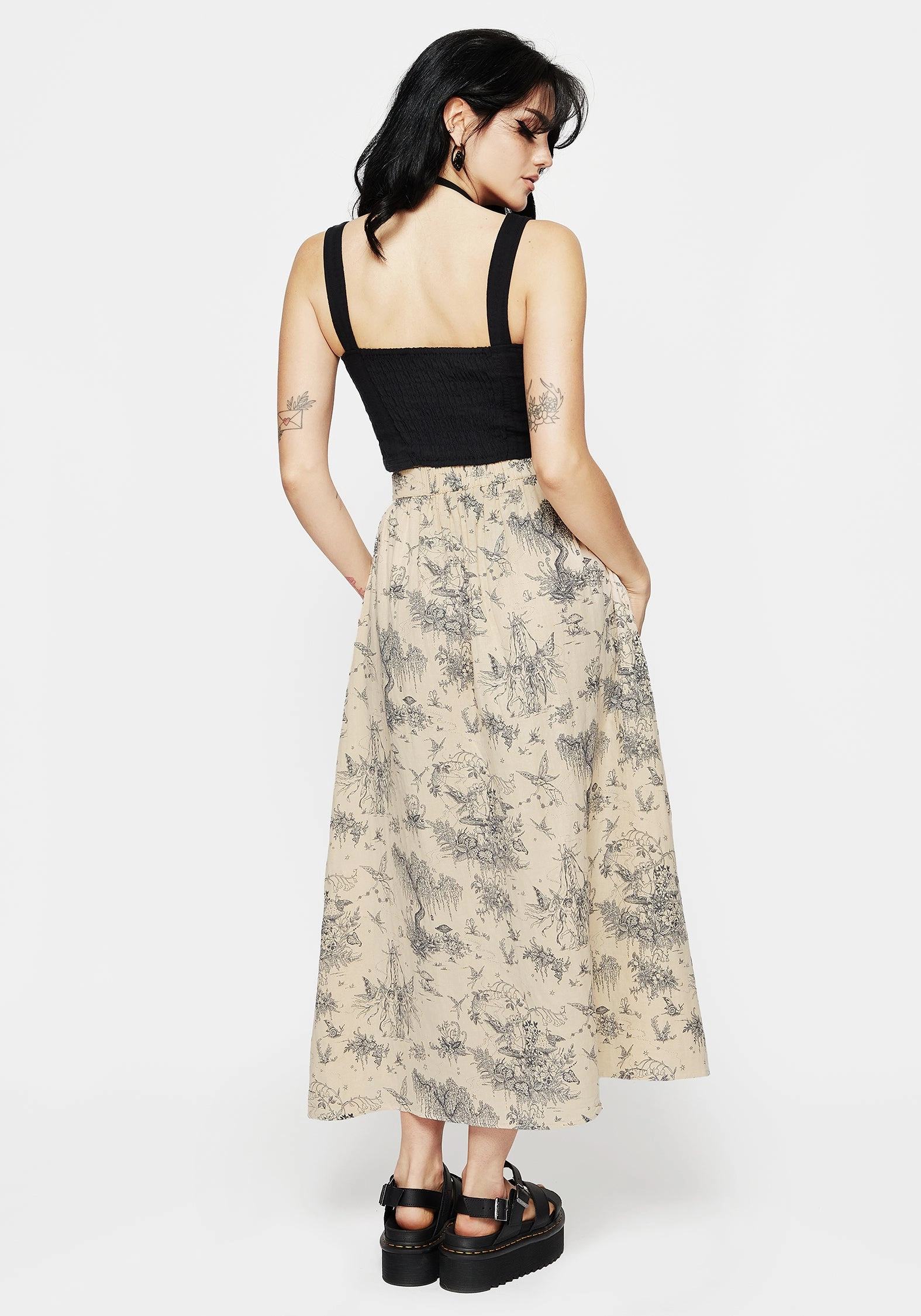 Wardrobe Hero Quick Fit Maypole Cotton Print Button Up Midaxi Skirt