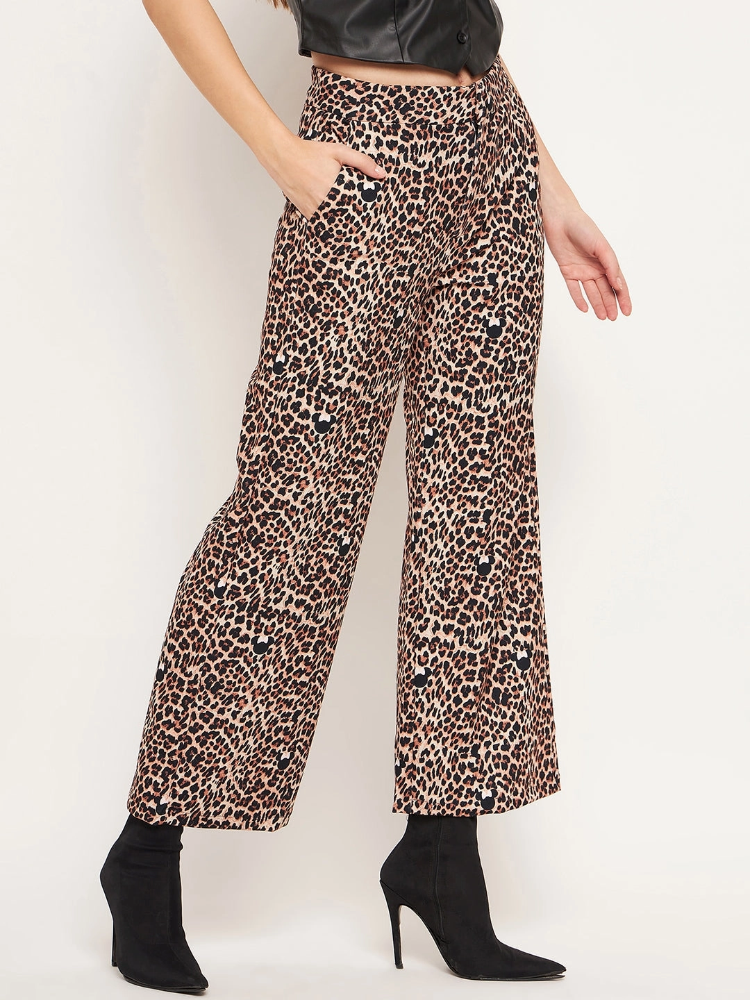 Layer-Friendly Fit Madame Women Printed Brown Trouser
