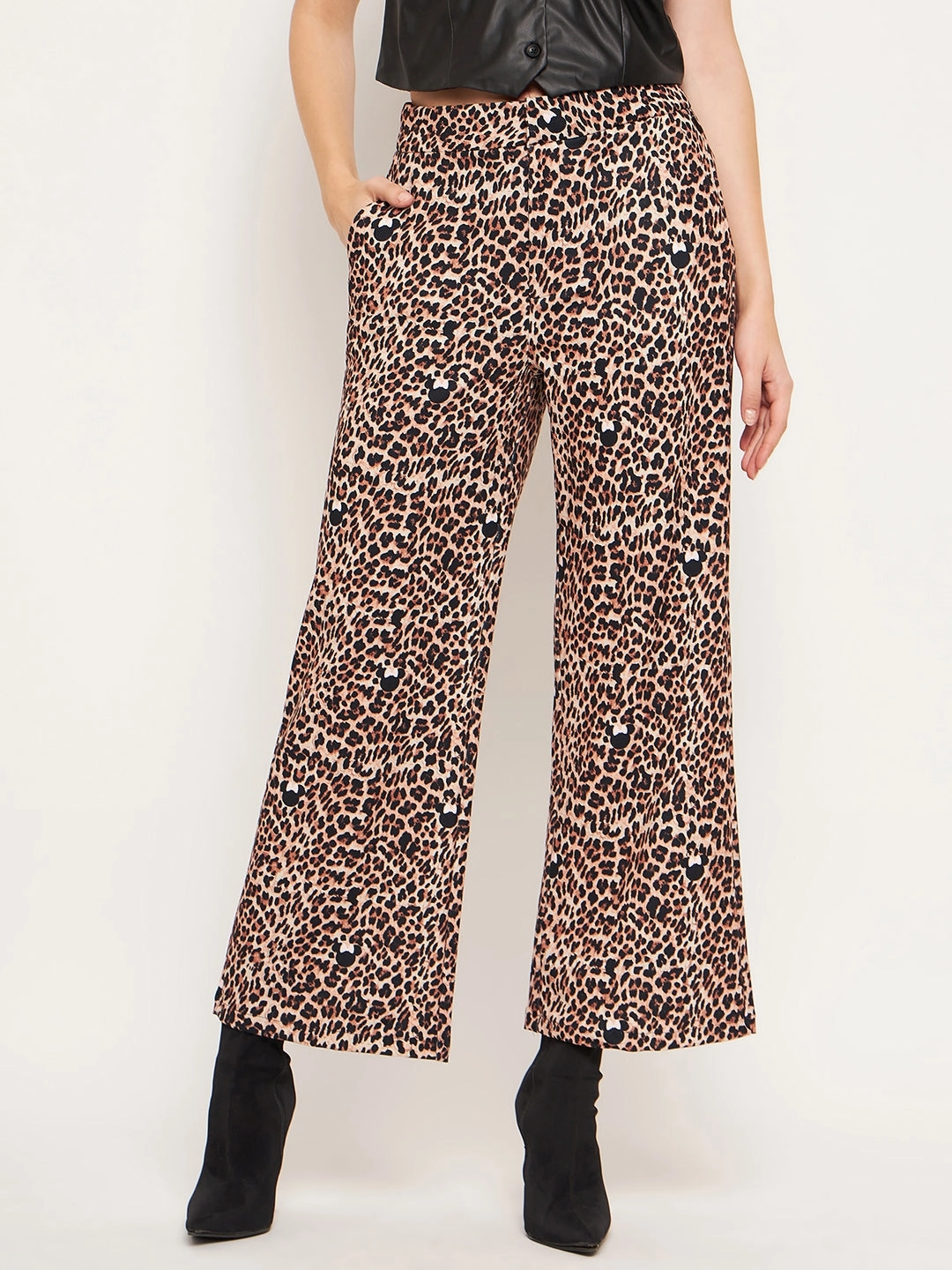 Low-rise style Madame Women Printed Brown Trouser
