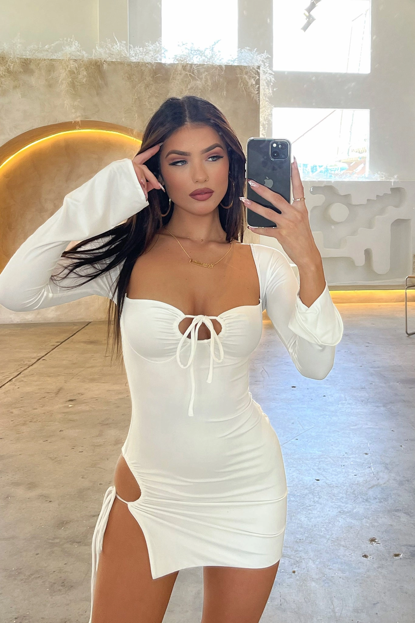 Lace-Edge Noor Mini Dress - White