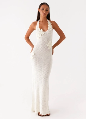Novalee Flower Crochet Maxi Dress - Ivory Fashion Option