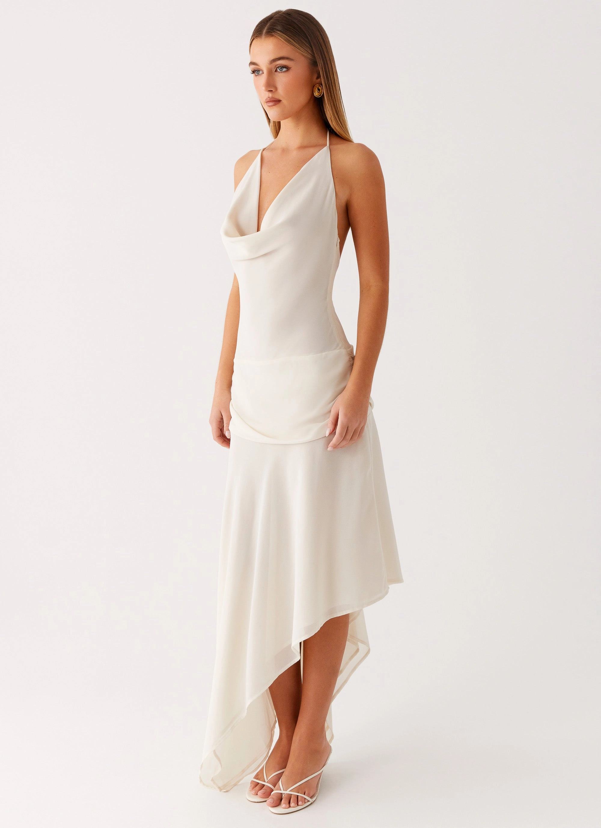 Nyra Midi Dress - Cream Elegant Charm Work or Casual