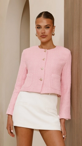 Laina Jacket - Pink Adjustable Hood Feature