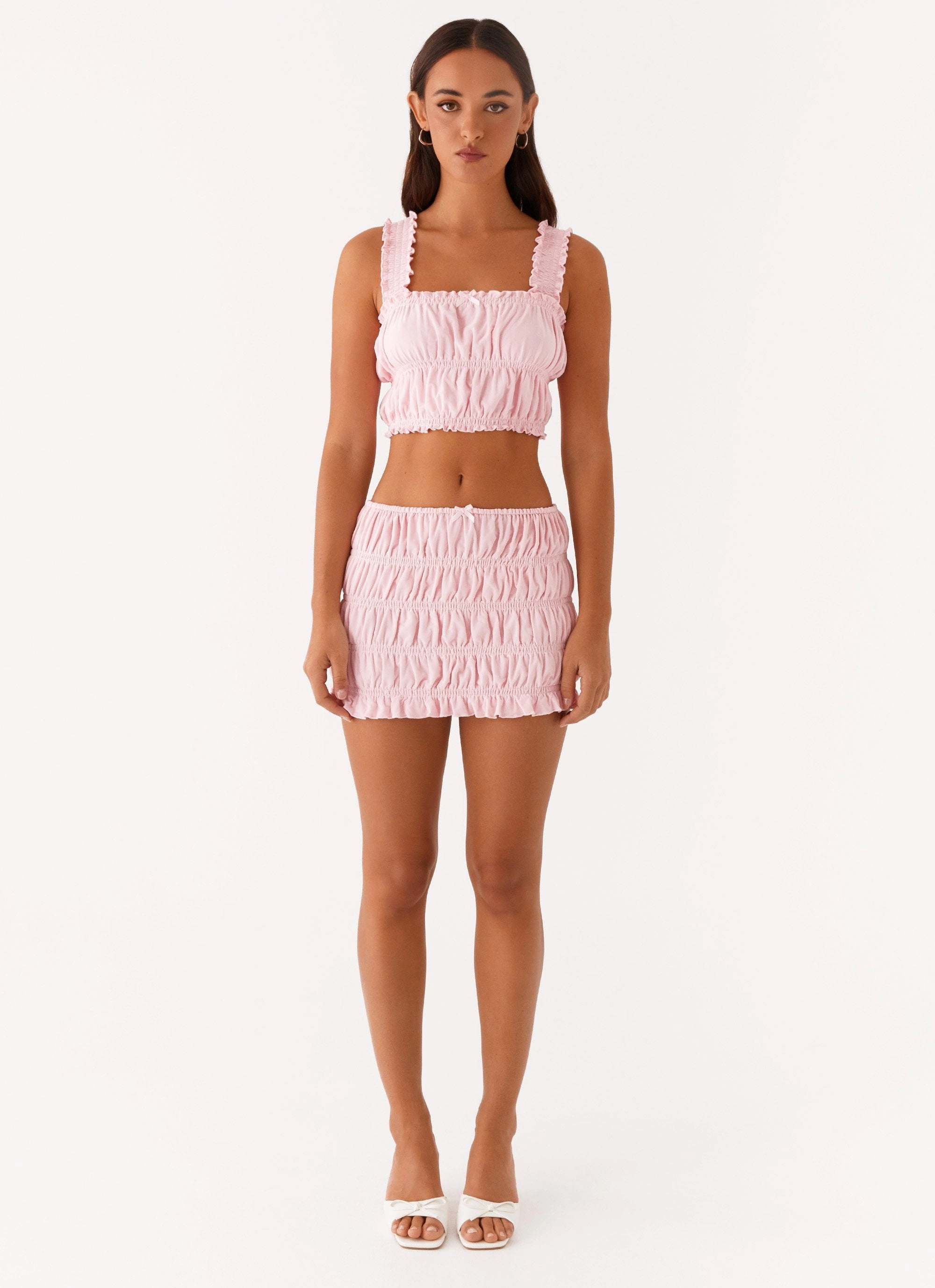 Hypoallergenic fabric Off by Heart Shirred Skirt - Blush