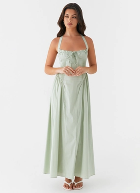 Olenna Halterneck Midi Dress - Sage Rose Soft Grace Walk