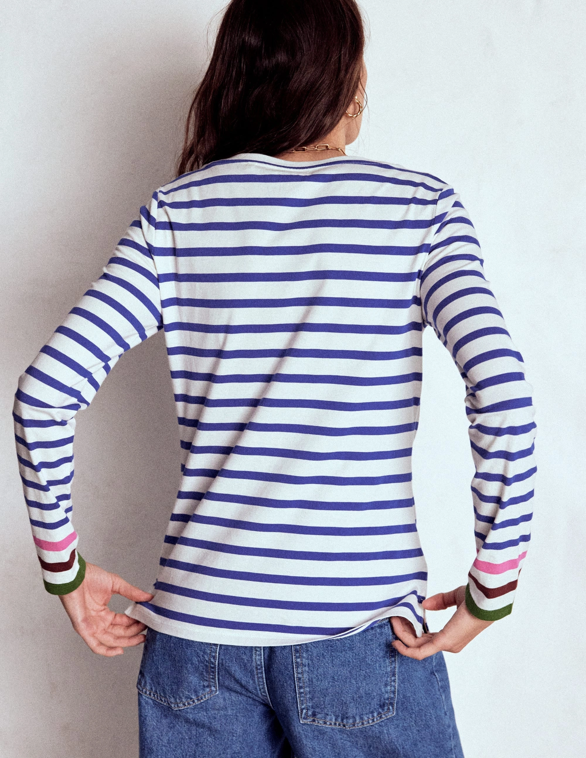MultiPocketDesign LowProfileSeams Olivia Long Sleeve Breton-Kingfisher Blue, Multi Cuff