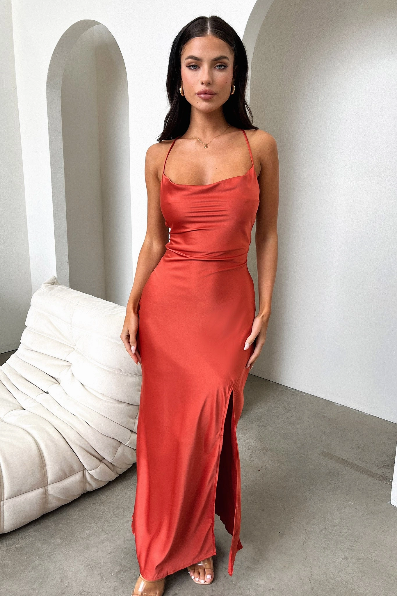 Olivia Maxi Dress - Rust Quilted-Texture