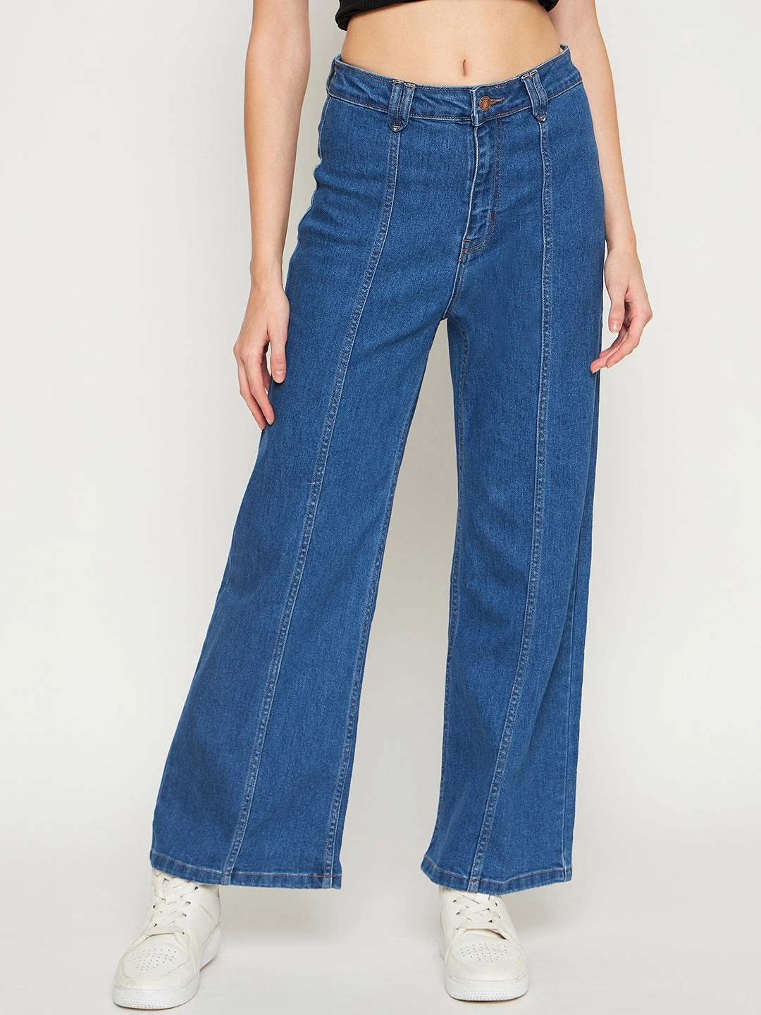 Madame Midblue Wide Leg Denim Utility Basic