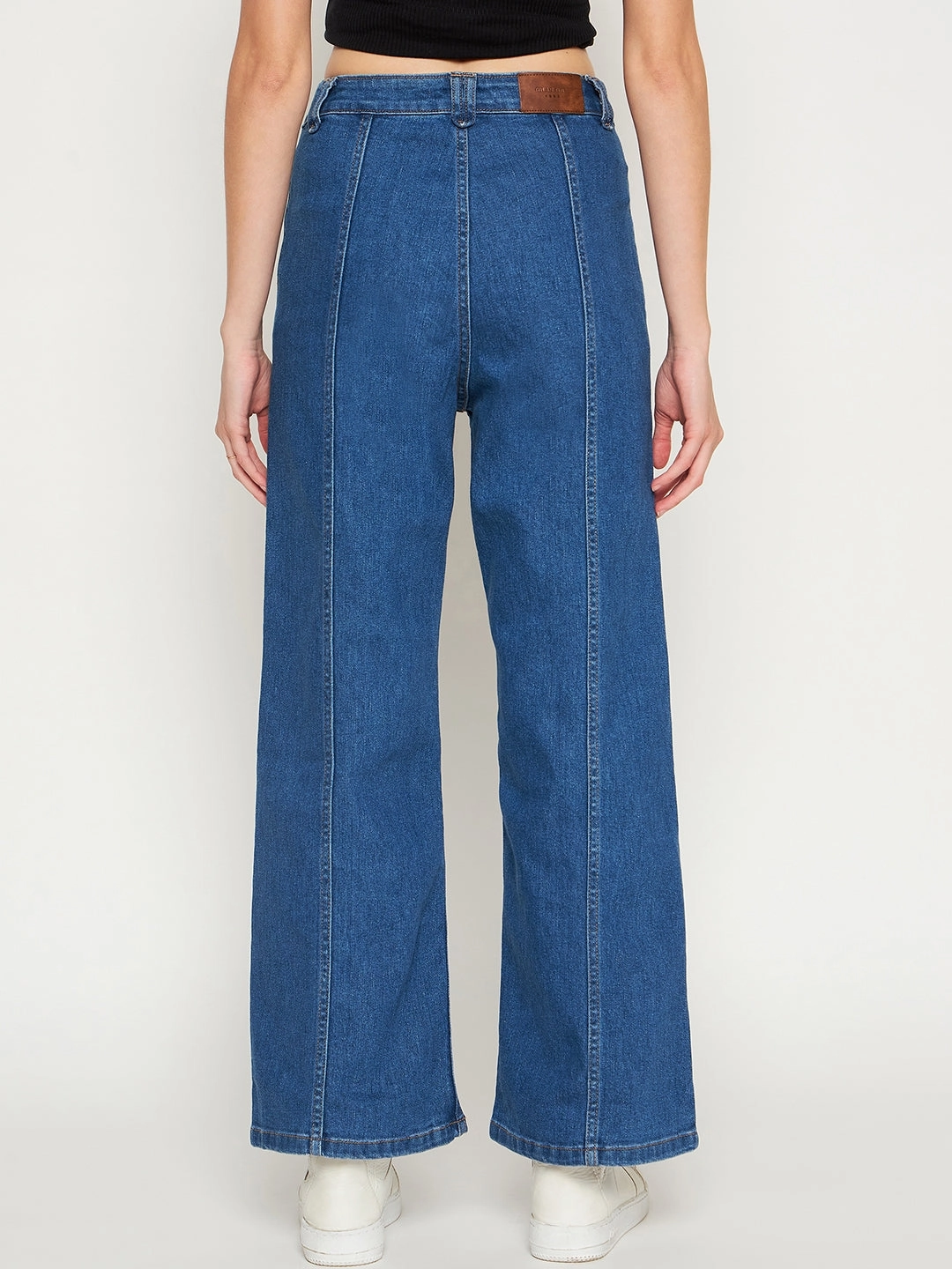 UltraSoft Lining Four Way Stretch Fabric Madame Midblue Wide Leg Denim