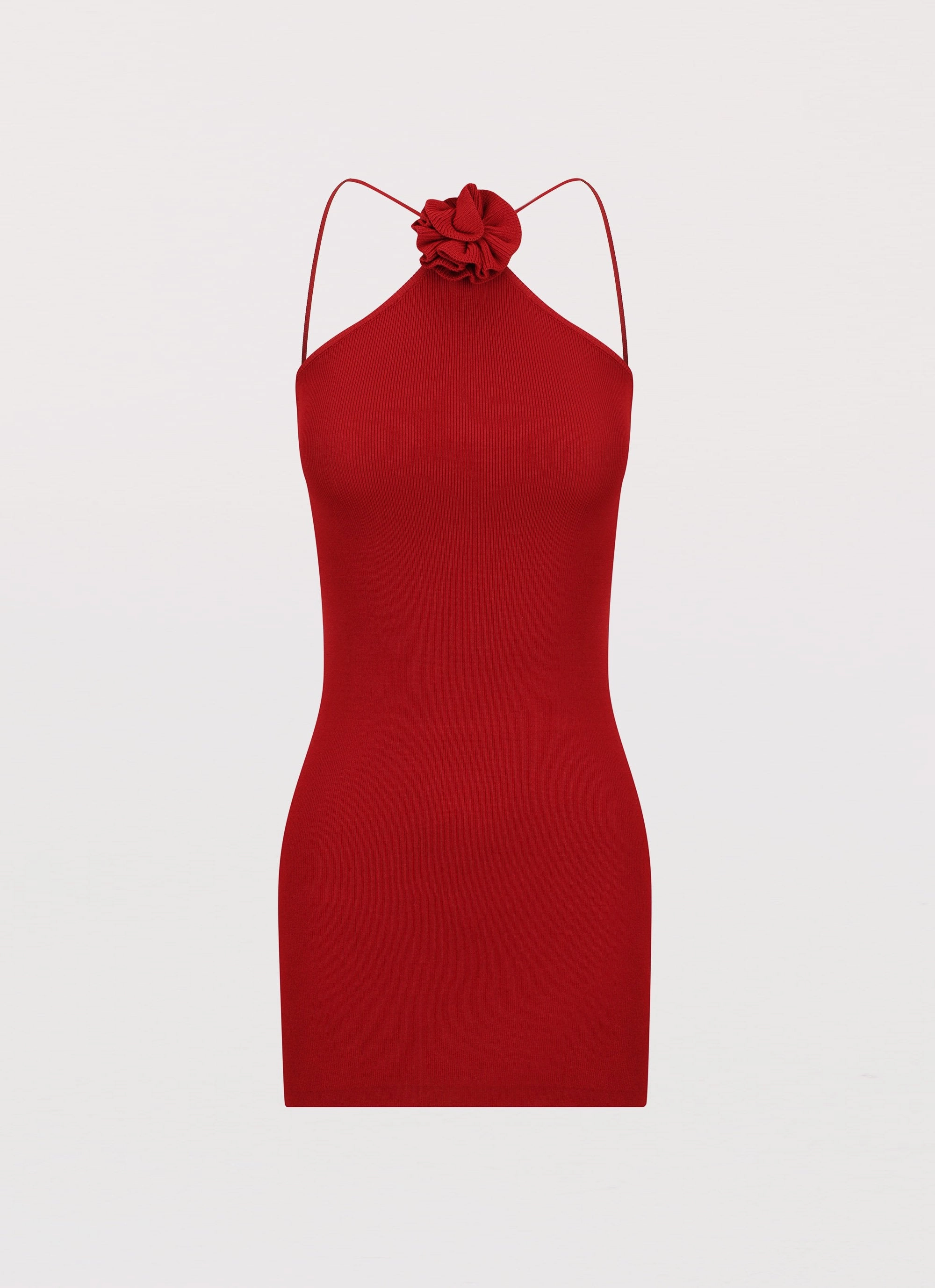 Delphi Rose Knit Mini Dress - Rouge Red Art Inspired Wedding Style