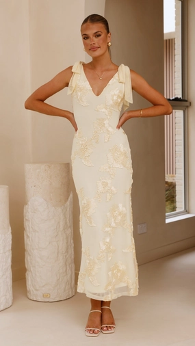 Autumn Mood Usha Tie Strap Maxi Dress - Yellow