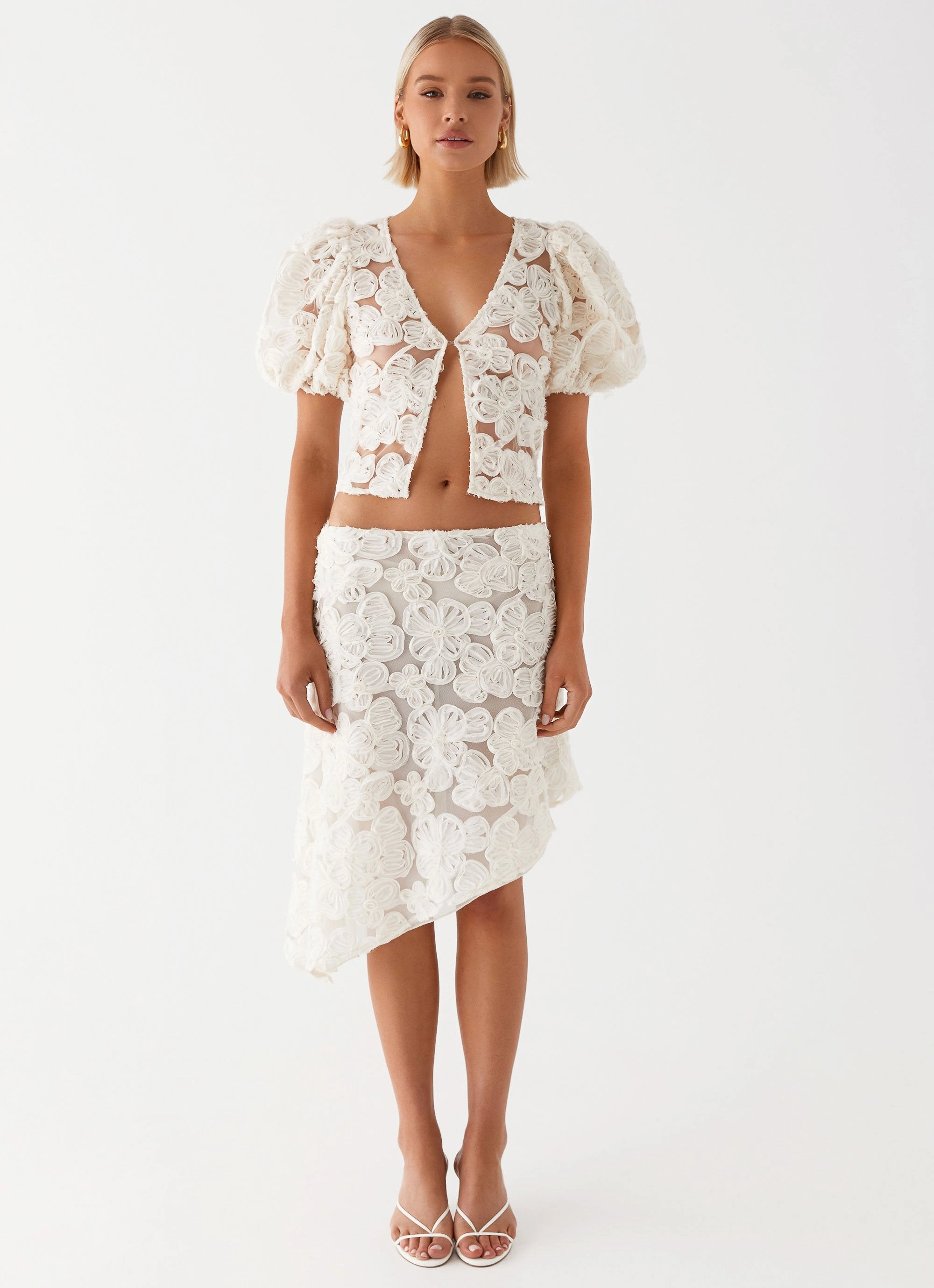 Non Irritating Seams Orchid Breeze Midi Skirt - Ivory