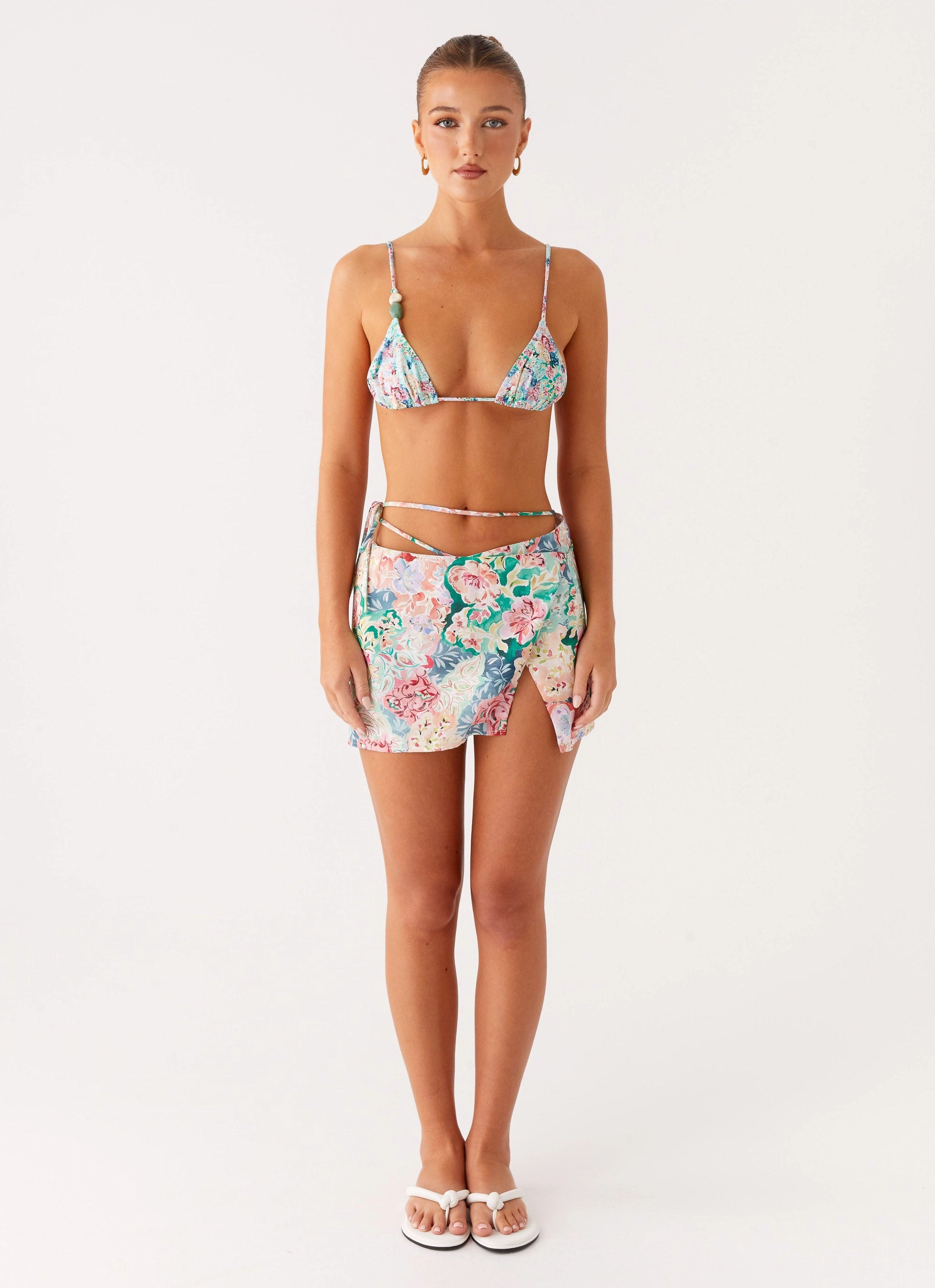 Miradelle Wrap Mini Skirt - Santorini Floral Cashmere Touch One size fits most