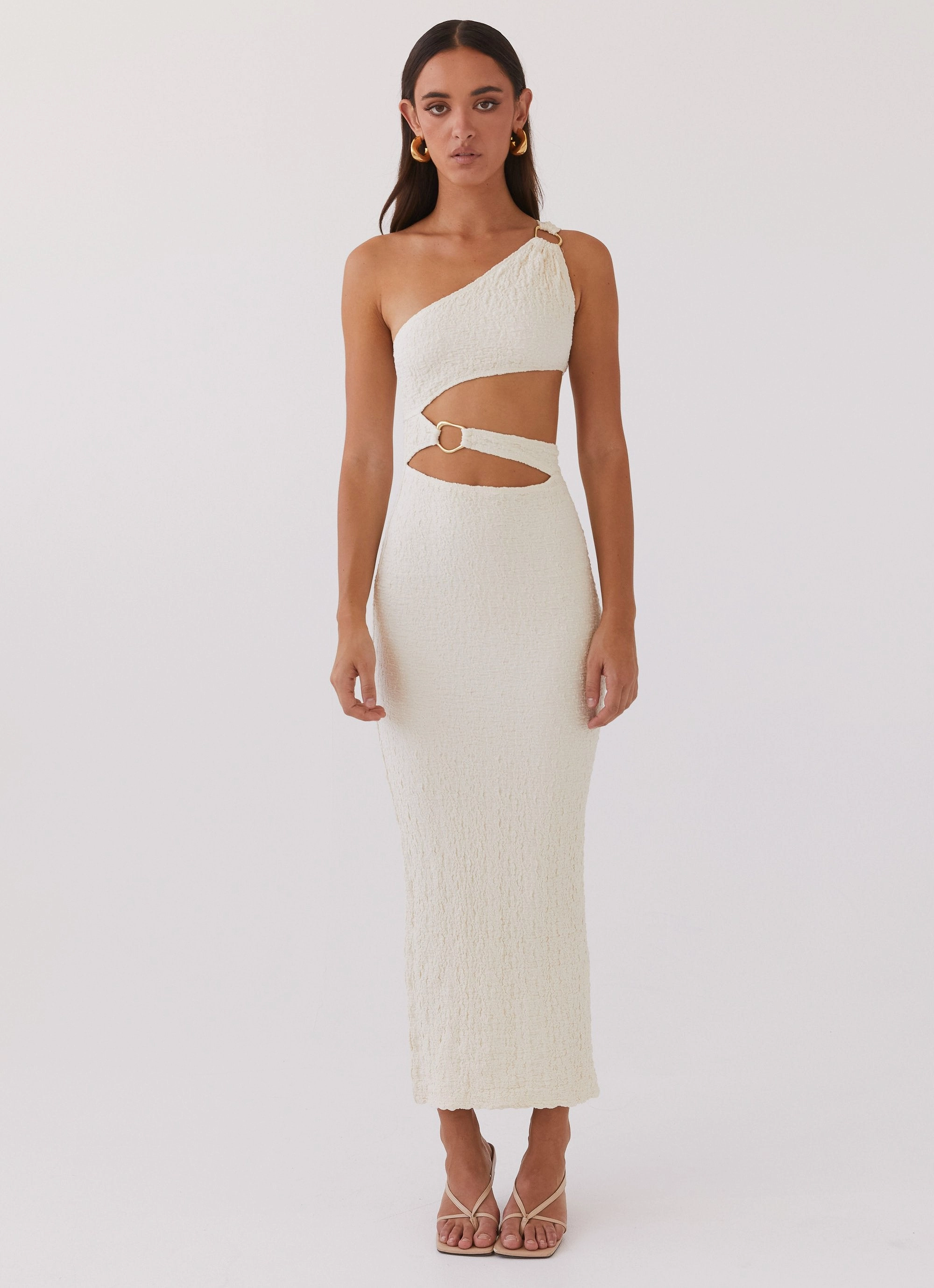 North Haven Maxi Dress - Ivory Wave Lightweight Material Subtle Fit