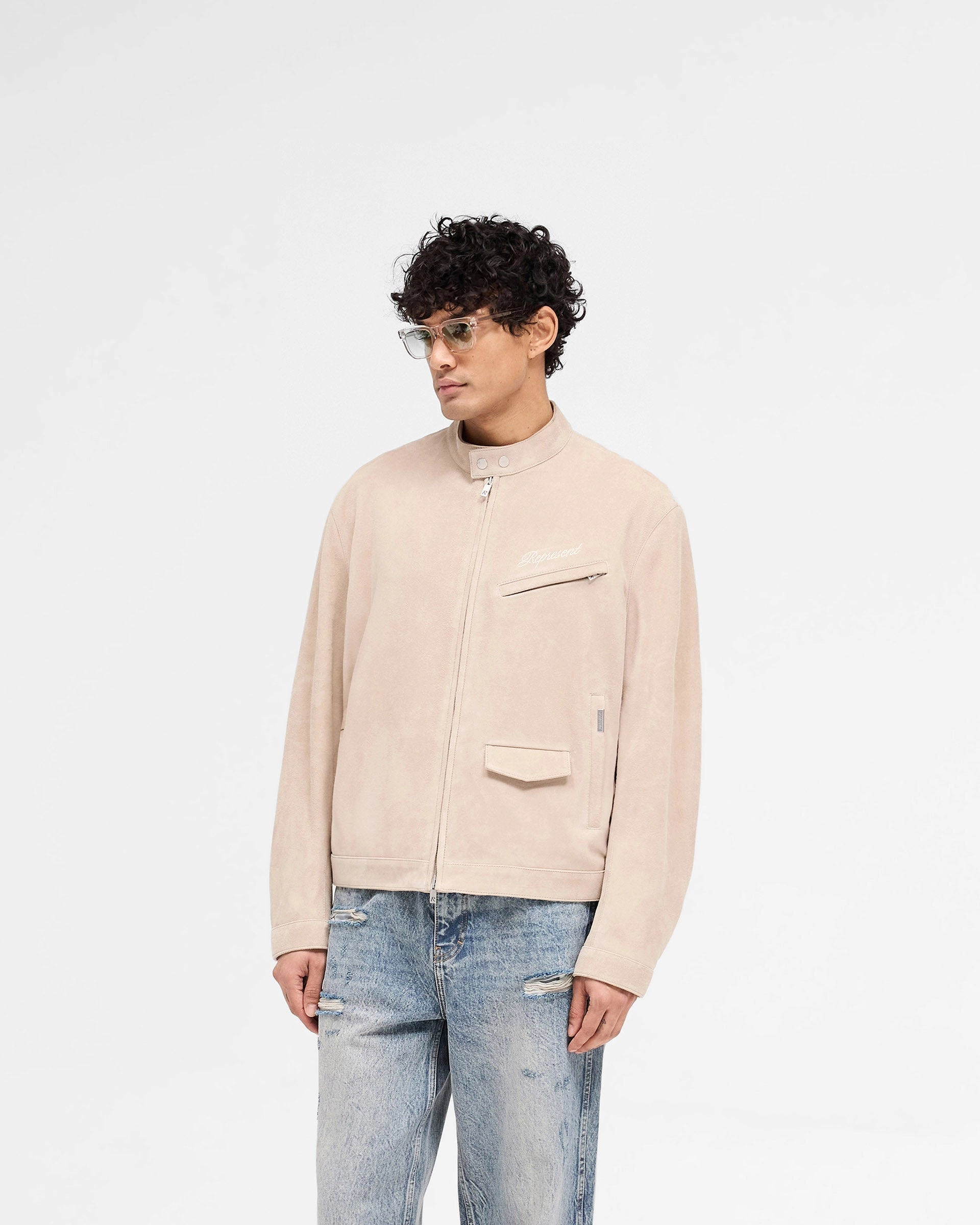 Non Restrictive Mobility Overdrive Suede Jacket - Beige