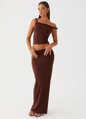 Solace Soul Maxi Skirt - Chocolate Sustainable Fresh Aesthetic
