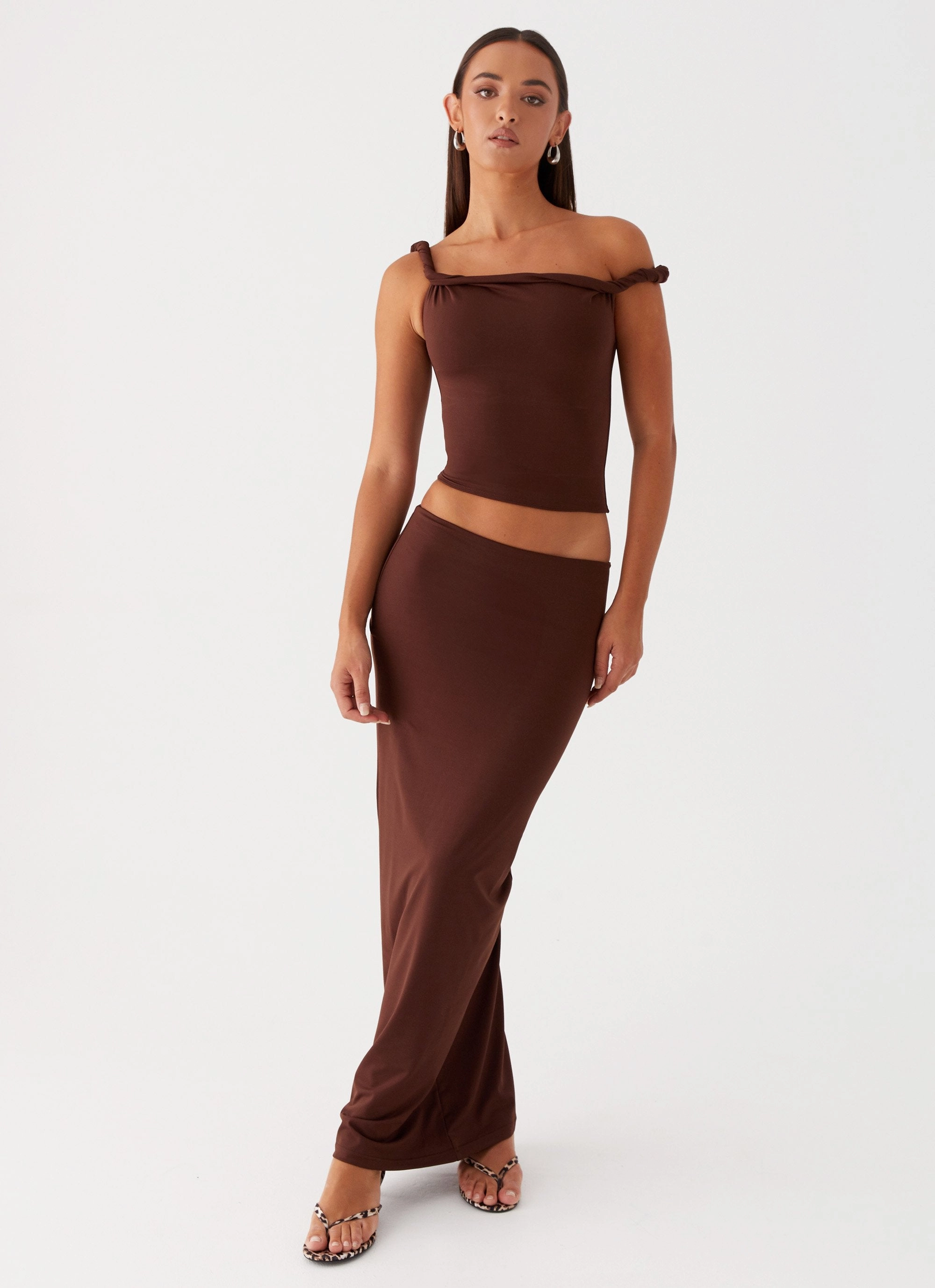 Style Fusion Breezy Edge Solace Soul Maxi Skirt - Chocolate