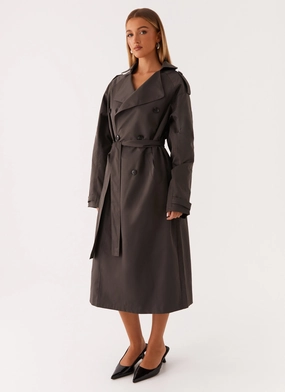 Brighton Oversized Trench Coat - Grey Bonded Seam Technology Flatlock stitching