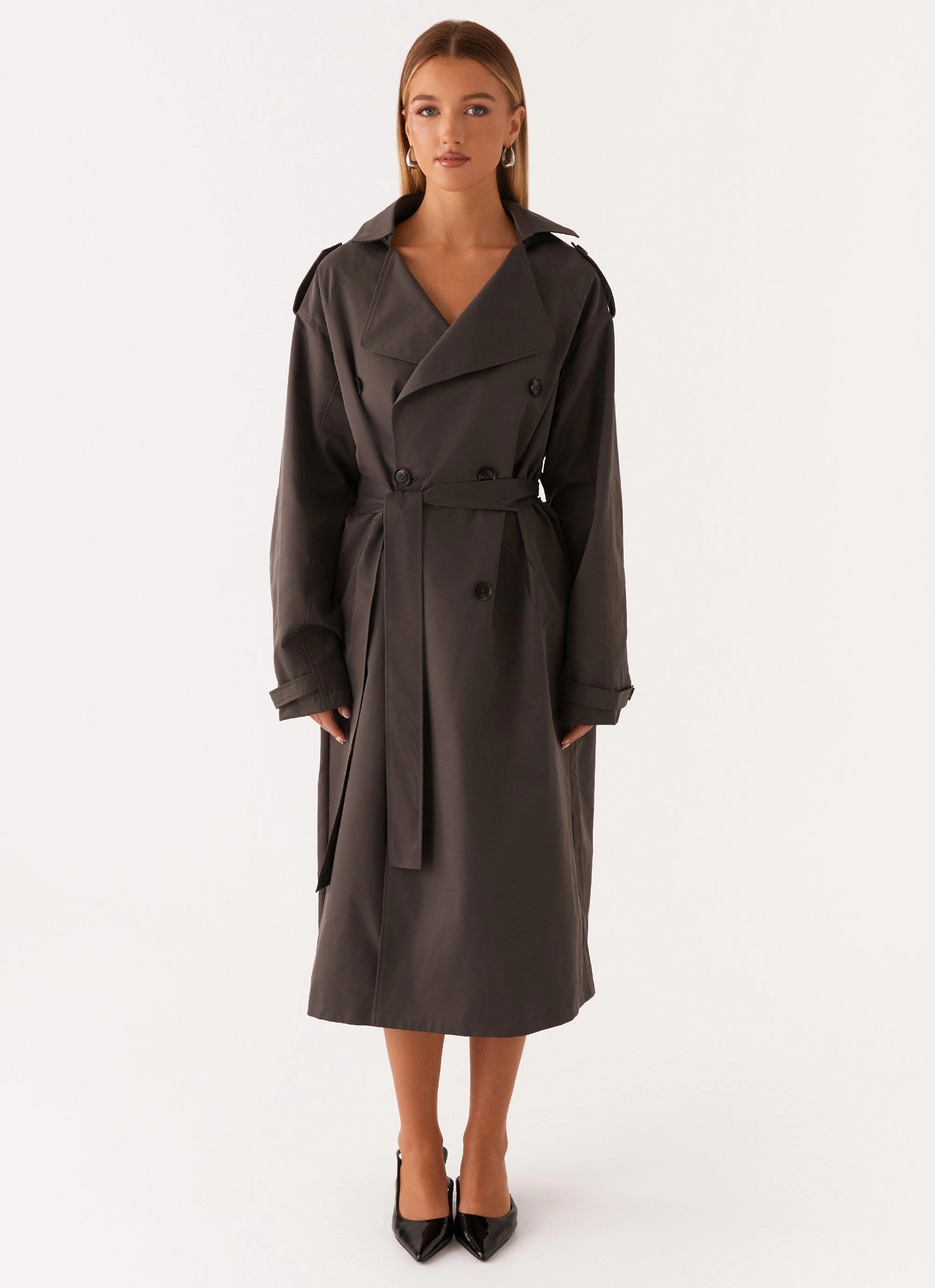 ModularLayering Compact packaging Brighton Oversized Trench Coat - Grey