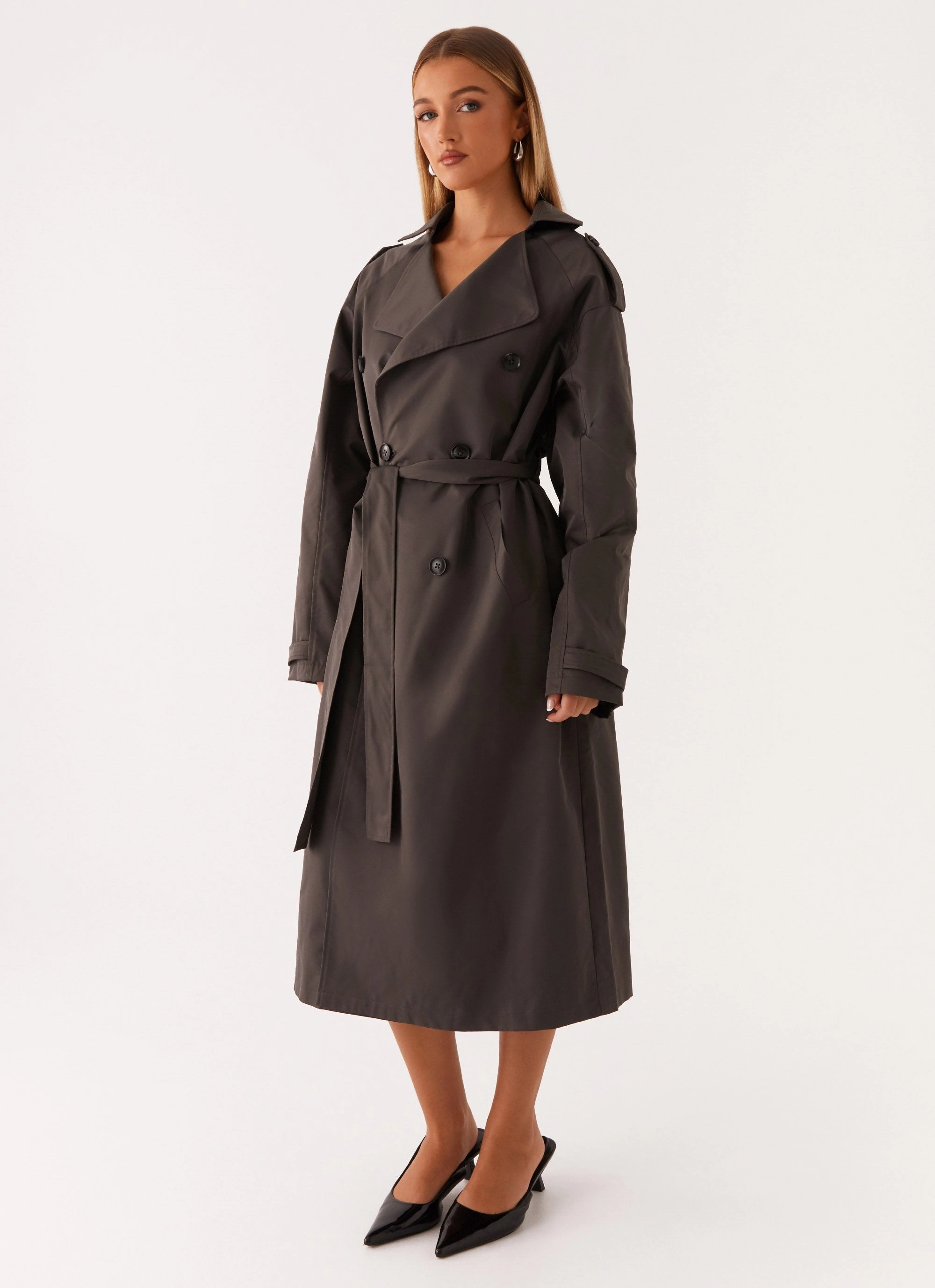 Brighton Oversized Trench Coat - Grey Bonded Seam Technology Flatlock stitching