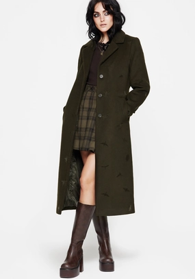 Evelyn Wool-Blend Bug Embossed Longline Coat Light Protection
