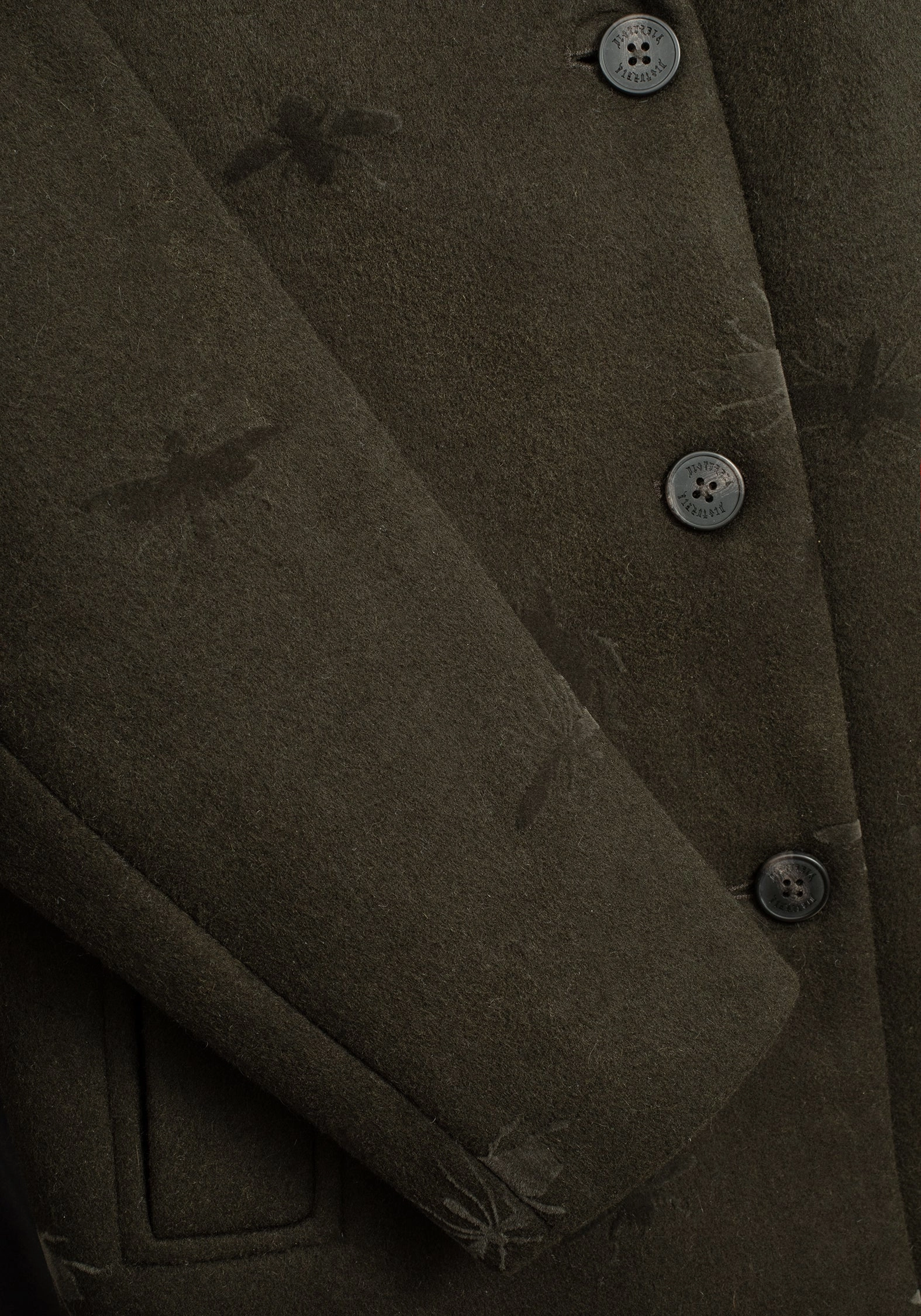 Evelyn Wool-Blend Bug Embossed Longline Coat Flexible Daily Fit