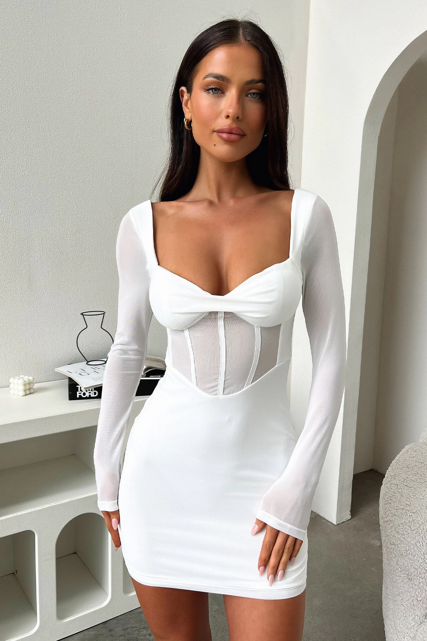 Rhinestone-Detail Trendy Wearable Priscilla Dress - White