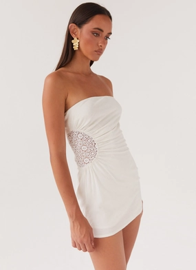 Palm Island Tube Mini Dress - White Social Charm