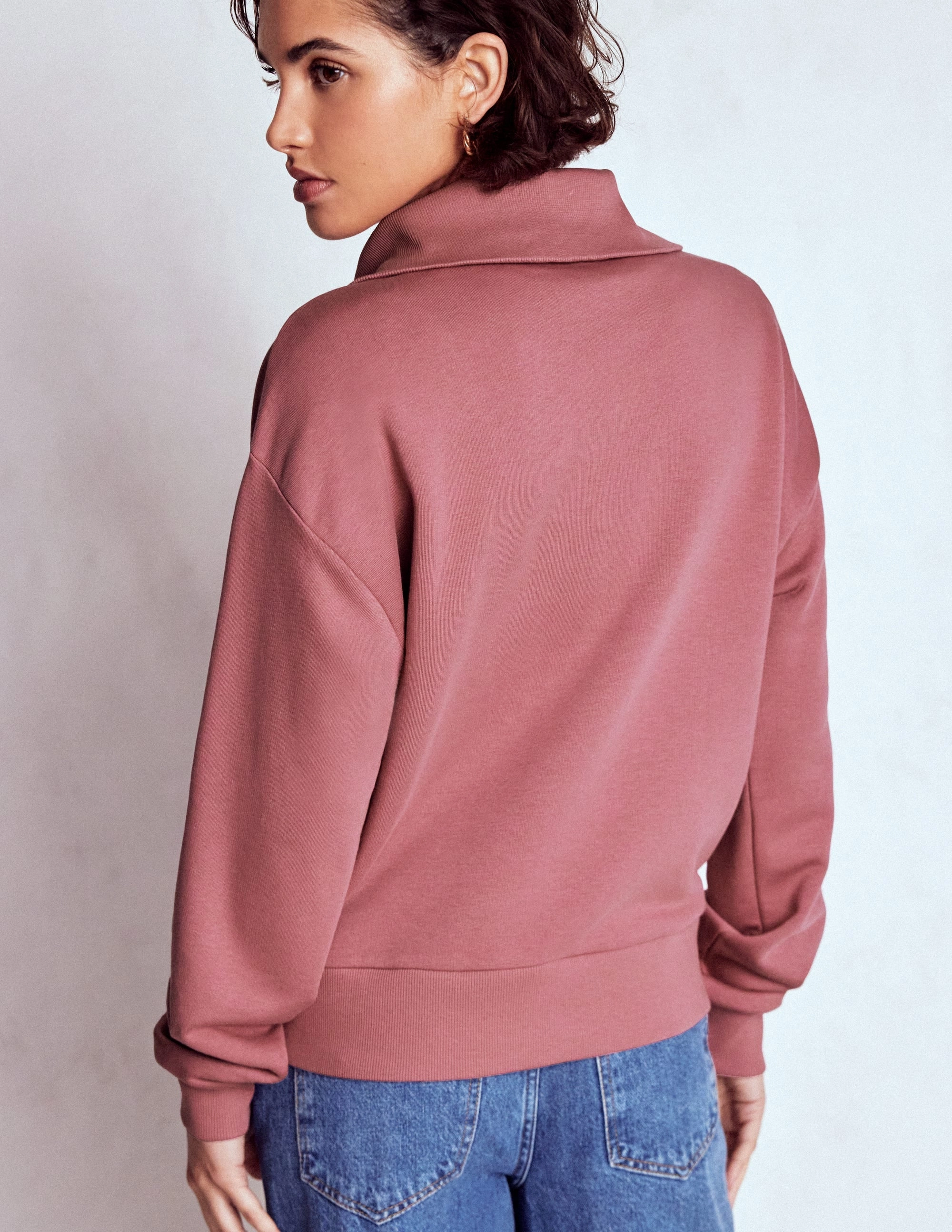 Panelled Half-zip Sweatshirt-Blushing Rose ZeroWaste Pattern Summer Wardrobe