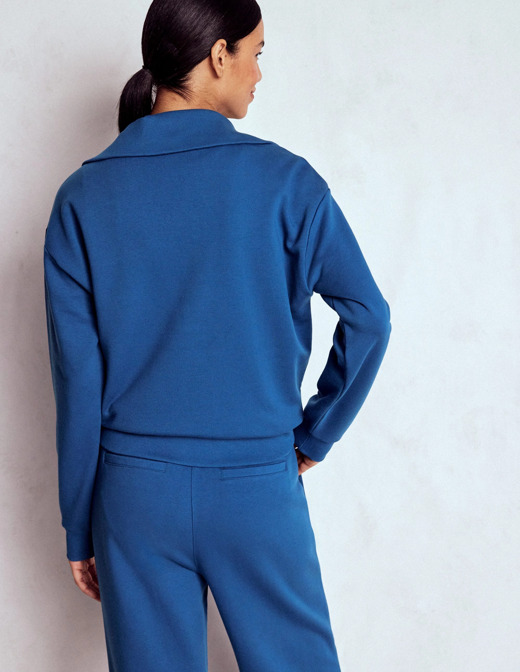 Multipurpose Layering Piece Panelled Half-zip Sweatshirt-Tourmaline Blue