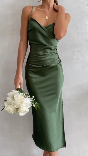 Monte Midi Dress - Olive Smart touch