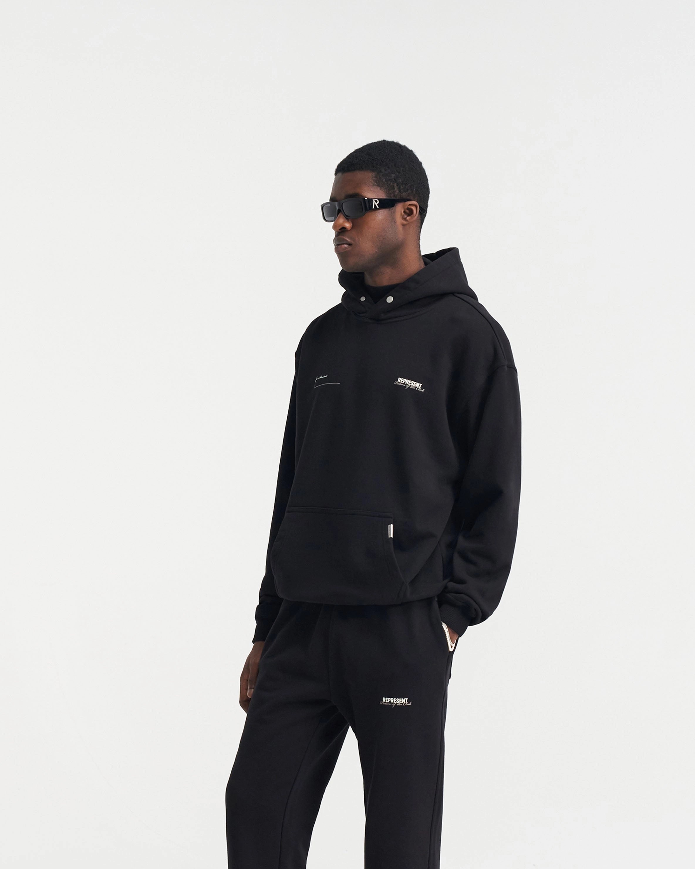 group style Ribbon Details Patron Of The Club Hoodie - Black