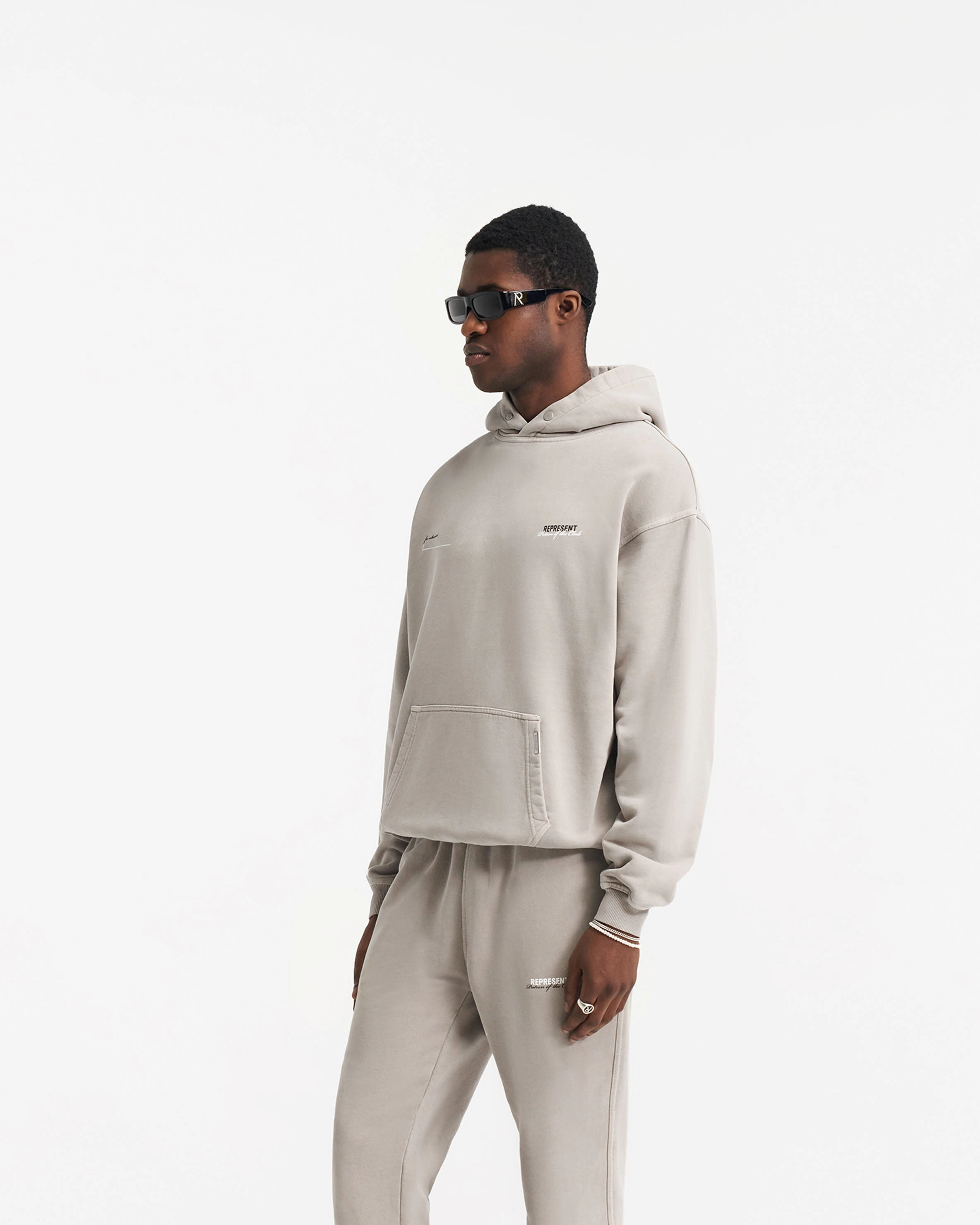 Patron Of The Club Hoodie - Mudstone wrinkle free Fitness wear