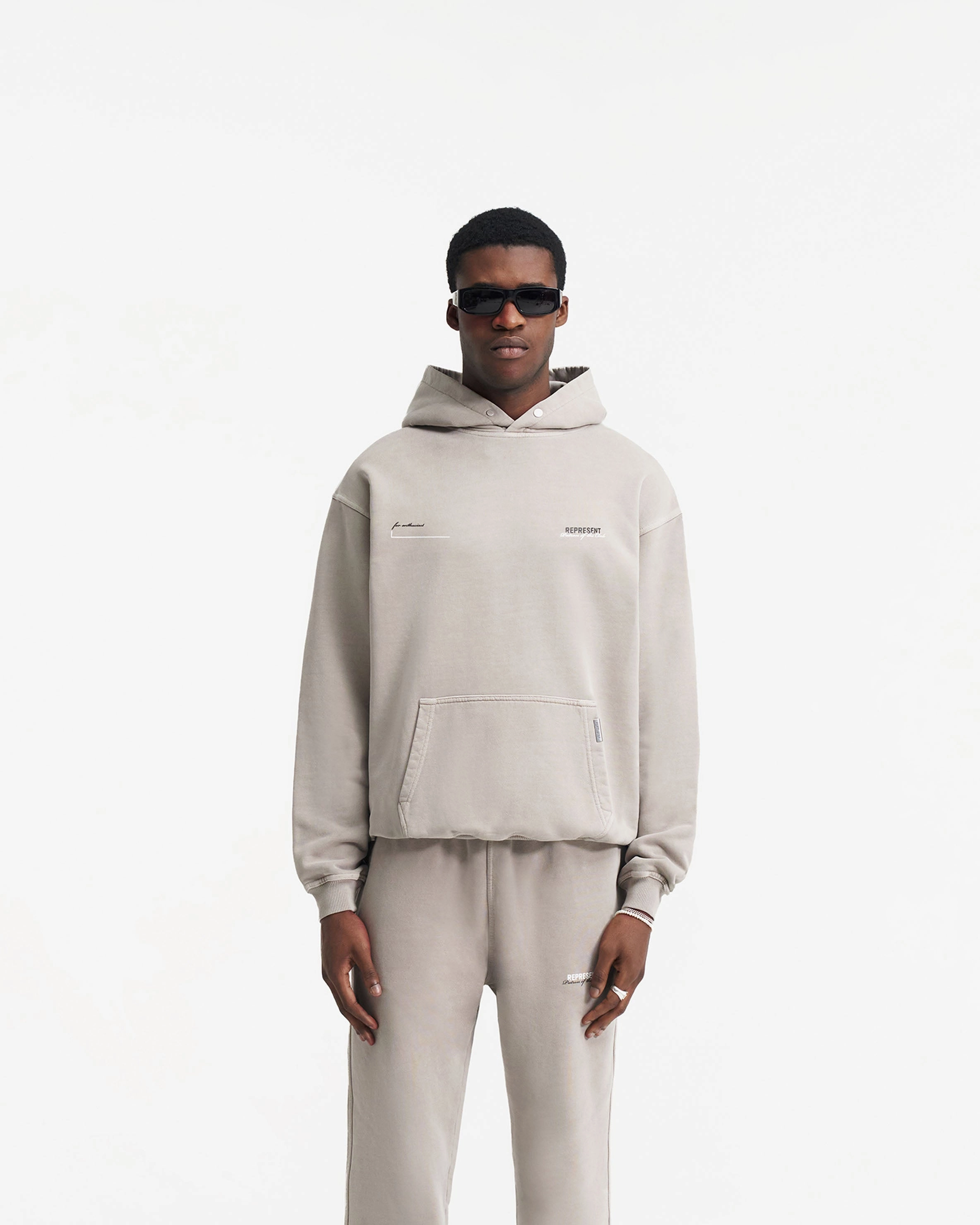 Contrast Inner Layer train journey Patron Of The Club Hoodie - Mudstone