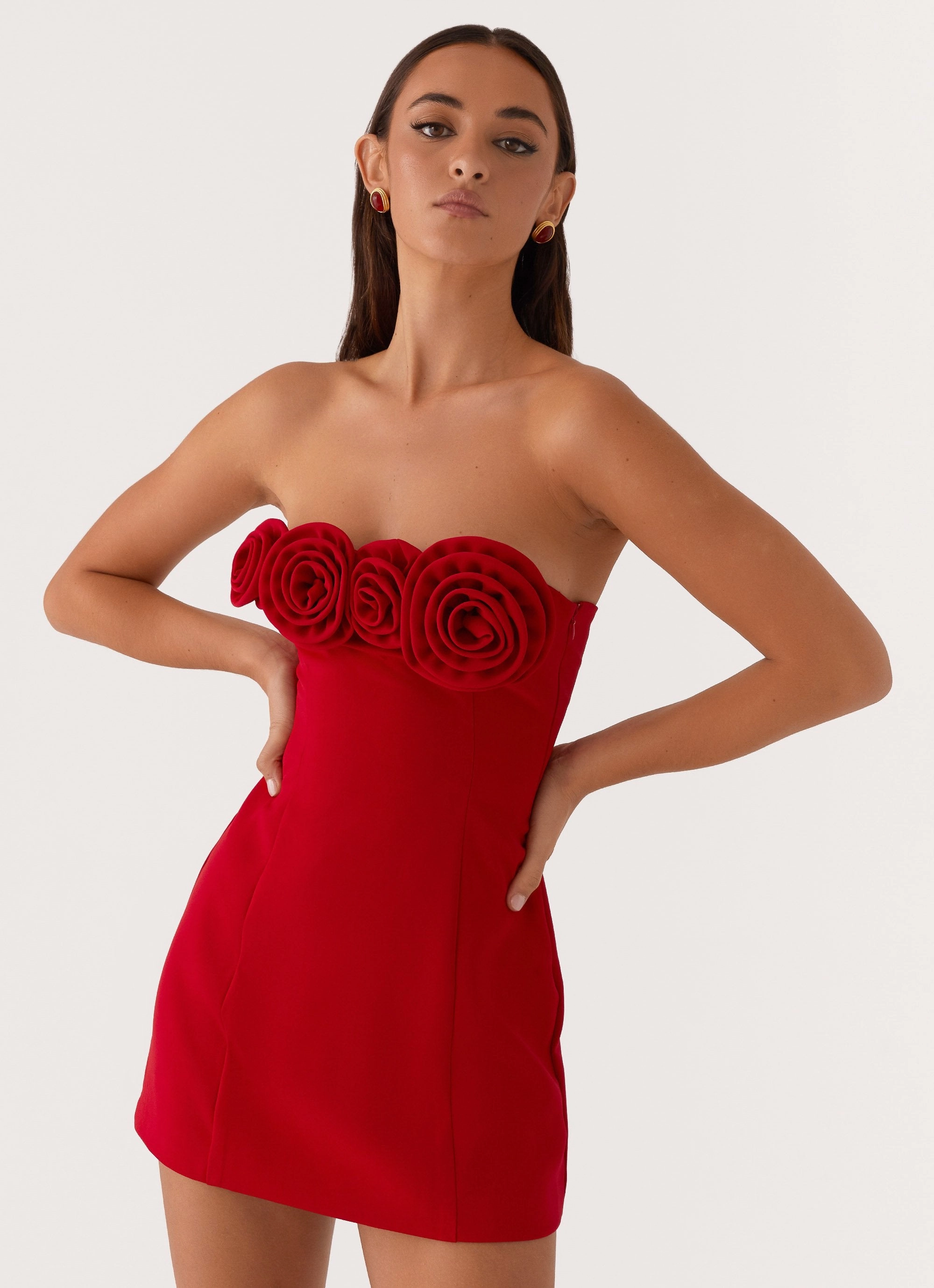 Classic Tailoring Patsie Strapless Mini Dress - Red