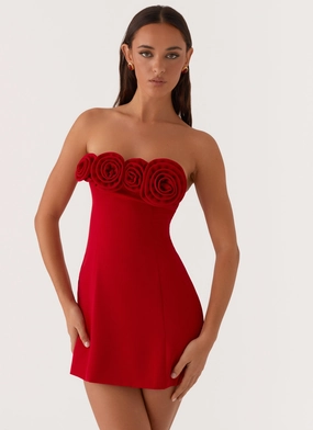 Patsie Strapless Mini Dress - Red Ceremony Ready Soft Tone