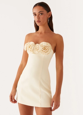 Patsie Strapless Mini Dress - Yellow Fresh Energy
