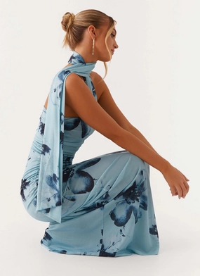 Songbird Maxi Dress - Blue Black Floral Pure Color