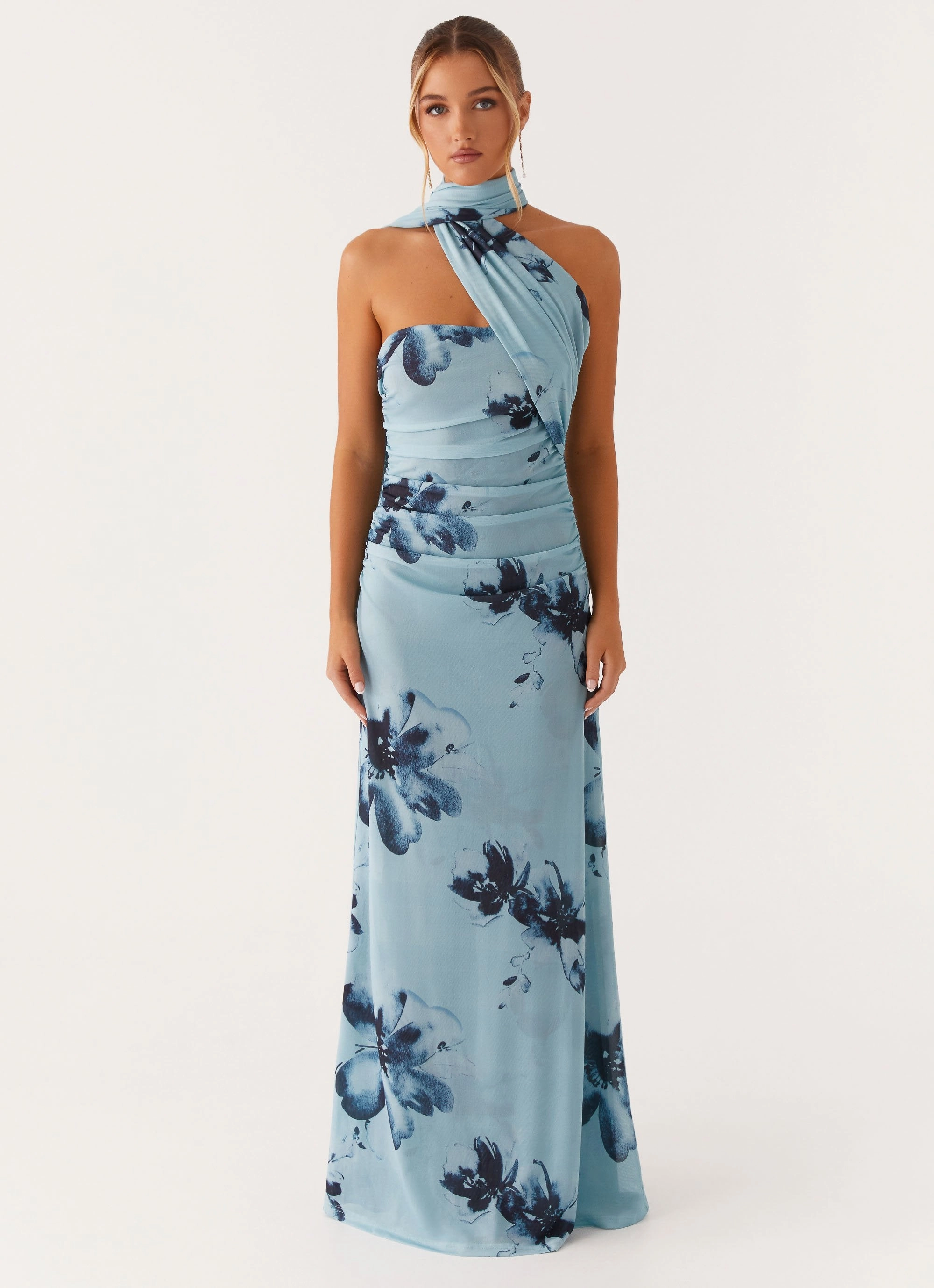 Songbird Maxi Dress - Blue Black Floral Sleek and Sleek