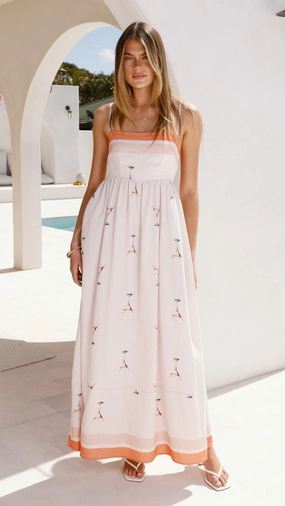 Penny Maxi Dress - Peach Martini Layered Texture Full Coverage