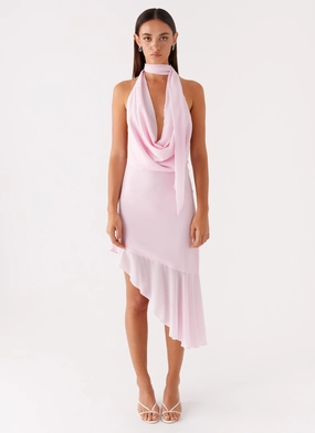 Layna Scarf Midi Dress - Pink Urban Classic