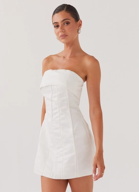 Bombshell Tube Mini Dress - White Pearl Vintage feel